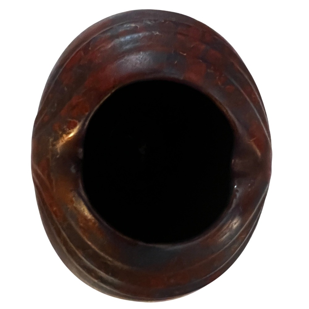 Vintage Round Vase Made in Japan Earth‎ Tones Metallic Glaze Decorative Accent - Picture 4 of 5